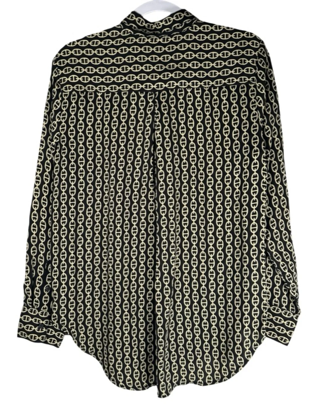 J. Crew Black Gold Chain Print Viscose Twill Button Up Shirt Women’s Size Small